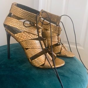Authentic Tom Ford Gold Snakeskin Heels